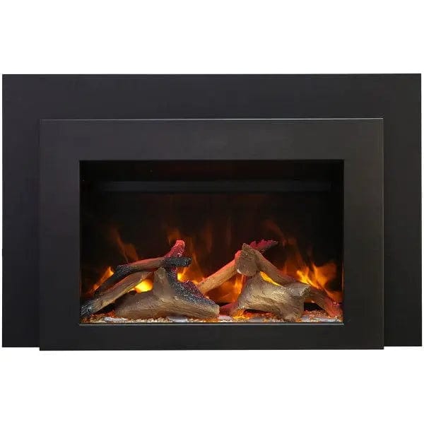 Sierra Flame 30" Electric Fireplace Insert with Black Steel Surround INS-FM-30