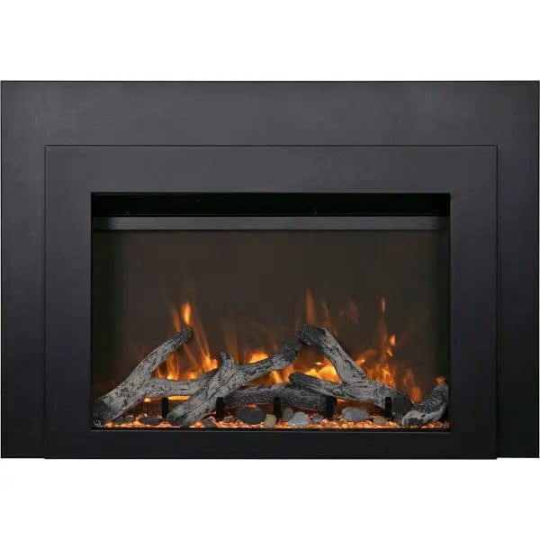 Sierra Flame 30" Electric Fireplace Insert with Black Steel Surround INS-FM-30