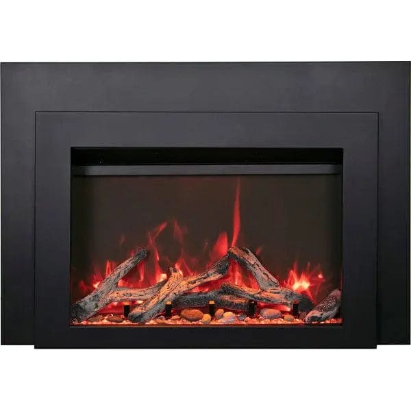 Sierra Flame 30" Electric Fireplace Insert with Black Steel Surround INS-FM-30