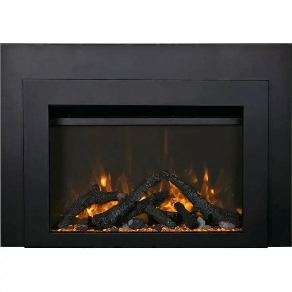 Sierra Flame 30" Electric Fireplace Insert with Black Steel Surround INS-FM-30