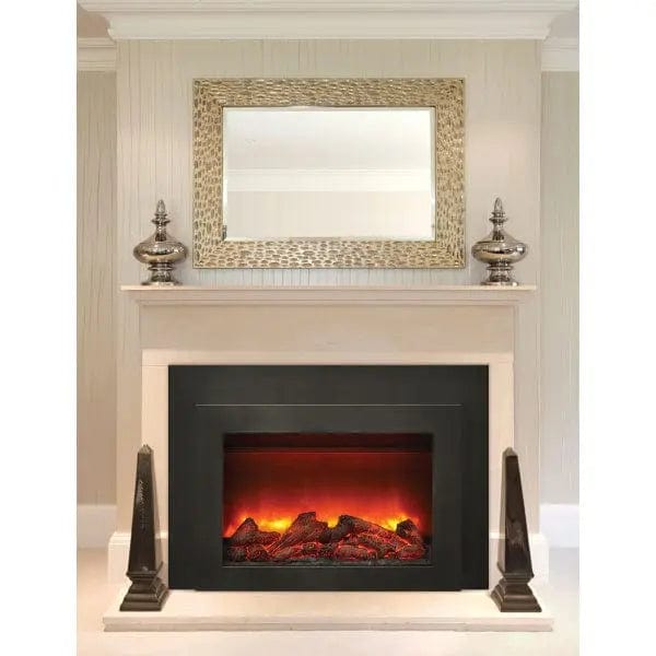 Sierra Flame 30" Electric Fireplace Insert with Black Steel Surround INS-FM-30