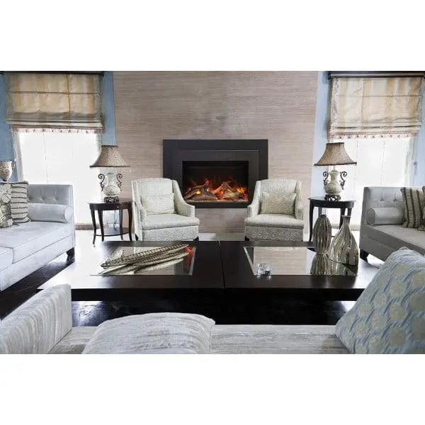 Sierra Flame 30" Electric Fireplace Insert with Black Steel Surround INS-FM-30