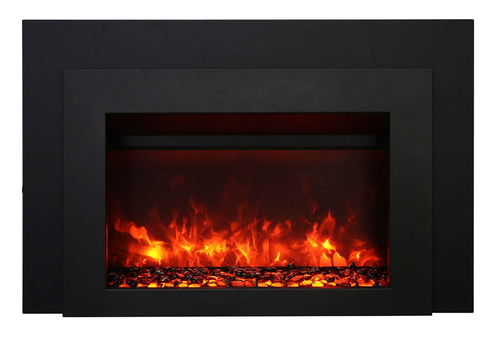 Sierra Flame 34" Electric Fireplace Insert with Black Steel Surround INS-FM-34