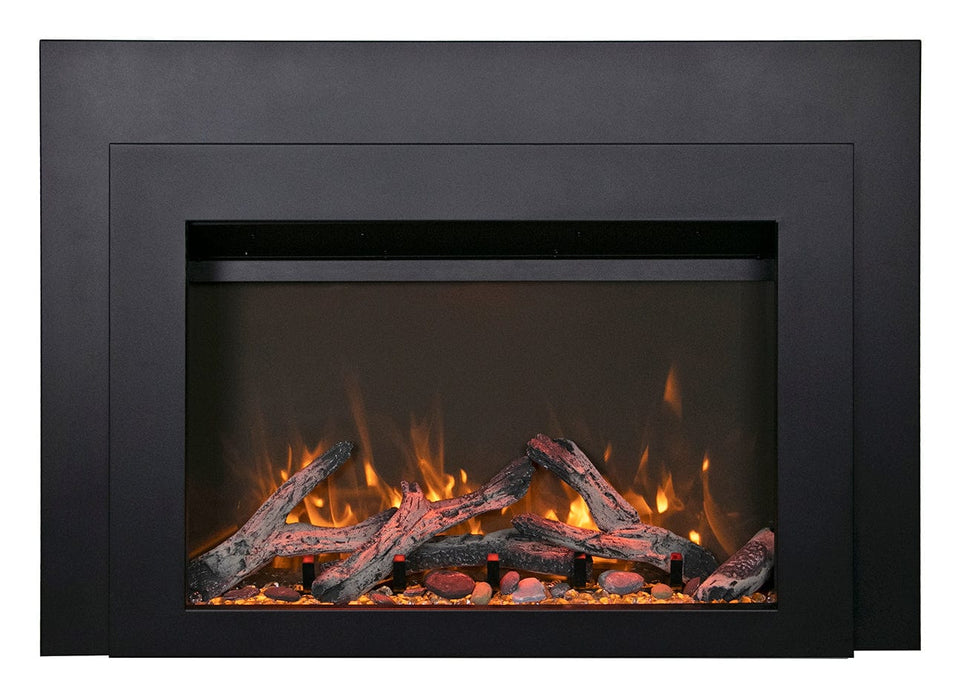 Sierra Flame 34" Electric Fireplace Insert with Black Steel Surround INS-FM-34