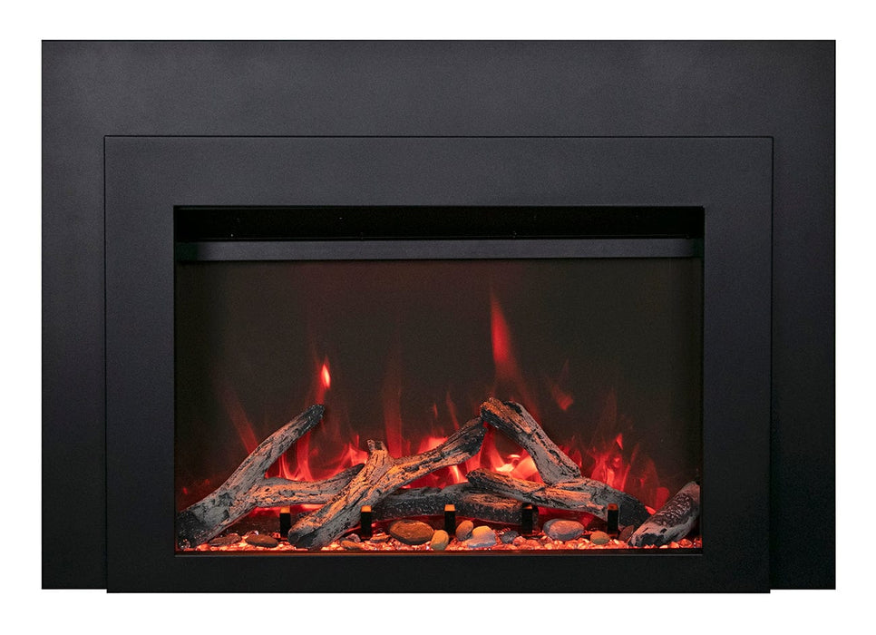 Sierra Flame 34" Electric Fireplace Insert with Black Steel Surround INS-FM-34