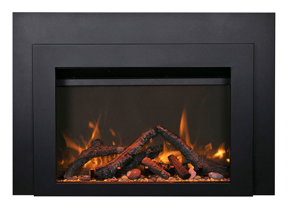 Sierra Flame 34" Electric Fireplace Insert with Black Steel Surround INS-FM-34