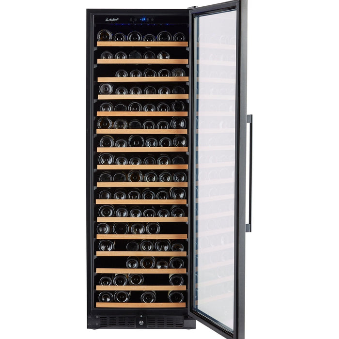 Smith & Hanks 166 Bottle Black Stainless Single Zone Built-In/Freestanding Wine Refrigerator with UV Protected Glass Door, Reversible Door Opening & Vibration Reduction System