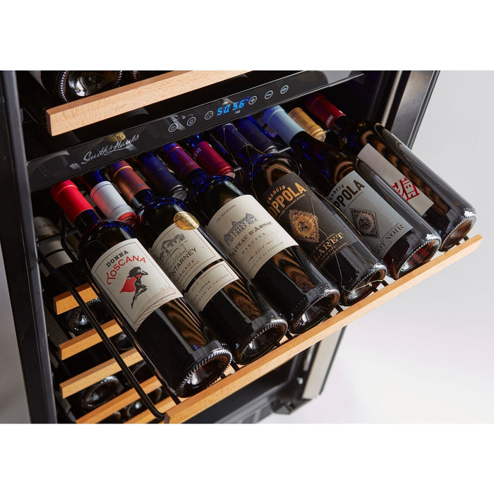 Smith & Hanks 166-Bottle Built-In/Freestanding Dual Zone Wine Cooler with Smoked Back Glass SD 166