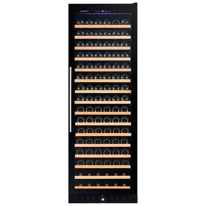 Smith & Hanks 24" 166 Bottle Black Glass Built-In/Freestanding Wine Refrigerator with UV-Protected Glass Door