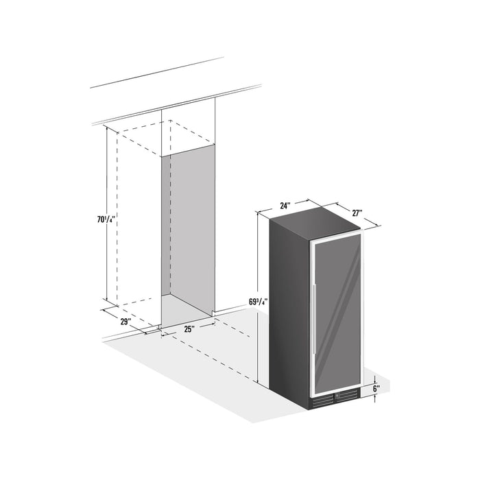 Smith & Hanks 24" 166 Bottle Black Glass Built-In/Freestanding Wine Refrigerator with UV-Protected Glass Door