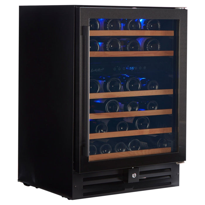 Smith & Hanks 24" 46 Bottle Black Stainless Built-In Dual Zone Wine Cooler