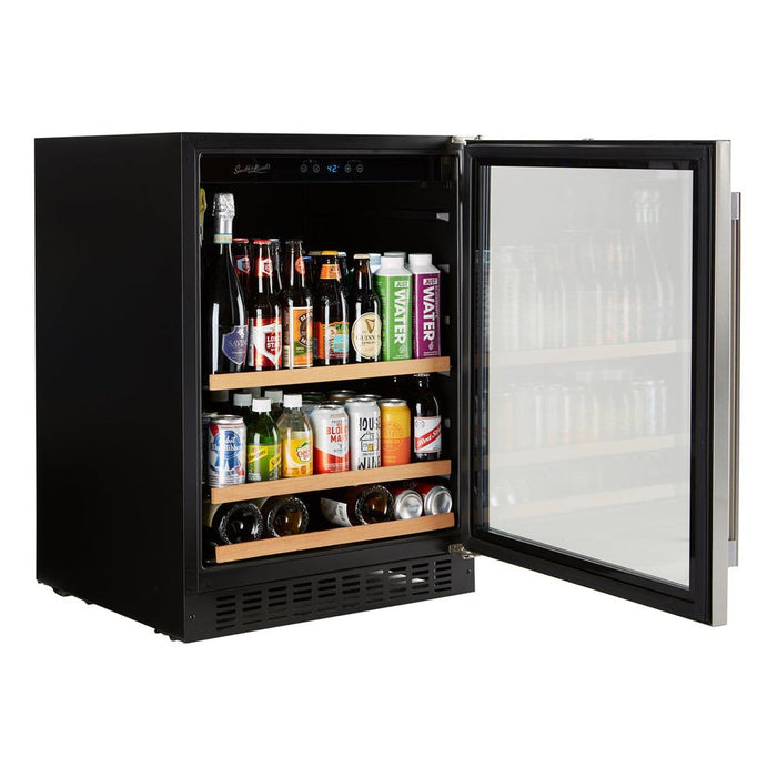 Smith & Hanks 24" Built-in Under Counter Beverage Cooler with UV Protected Glass Door and 176 Can Capacity