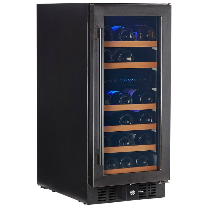 Smith & Hanks 32" Built-in Dual Zone Wine Cooler In Black Stainless Steel with UV Protection and Locking Door