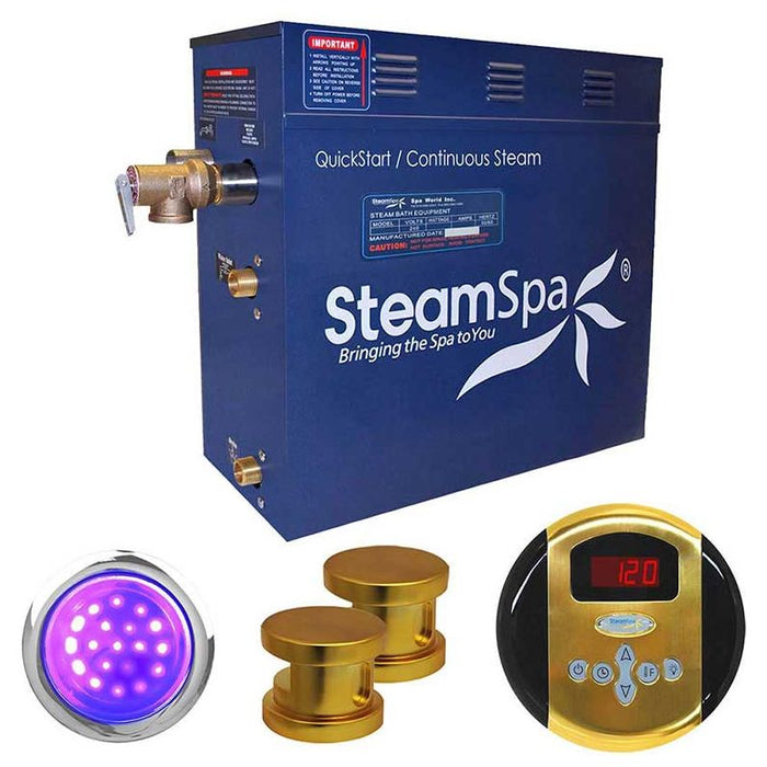 SteamSpa Indulgence 10.5 KW QuickStart Acu-Steam Bath Generator Package in Polished Gold