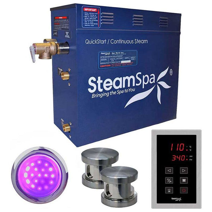 SteamSpa Indulgence 12 KW QuickStart Acu-Steam Bath Generator Package in Brushed Nickel