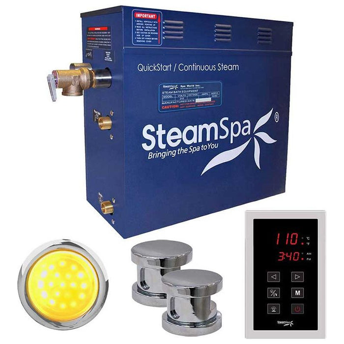 SteamSpa Indulgence 12 KW QuickStart Acu-Steam Bath Generator Package in Polished Chrome