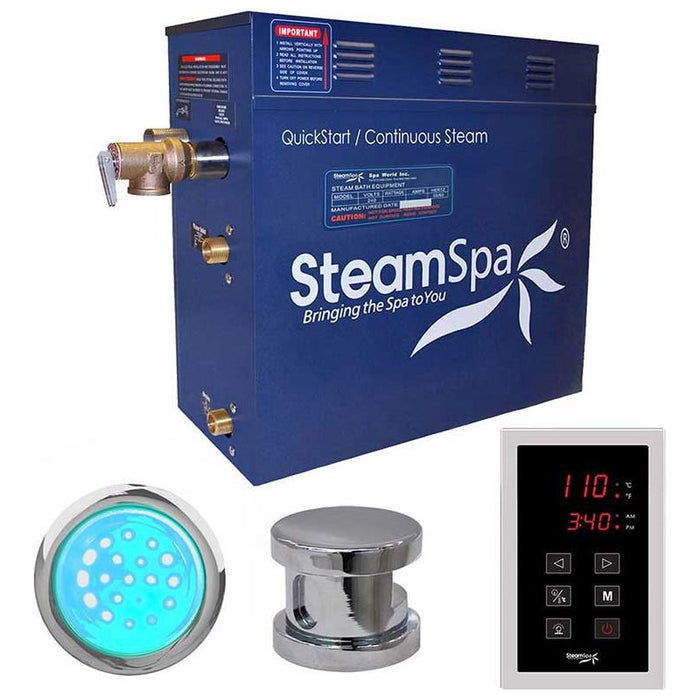 SteamSpa Indulgence 4.5 KW QuickStart Acu-Steam Bath Generator Package in Polished Chrome