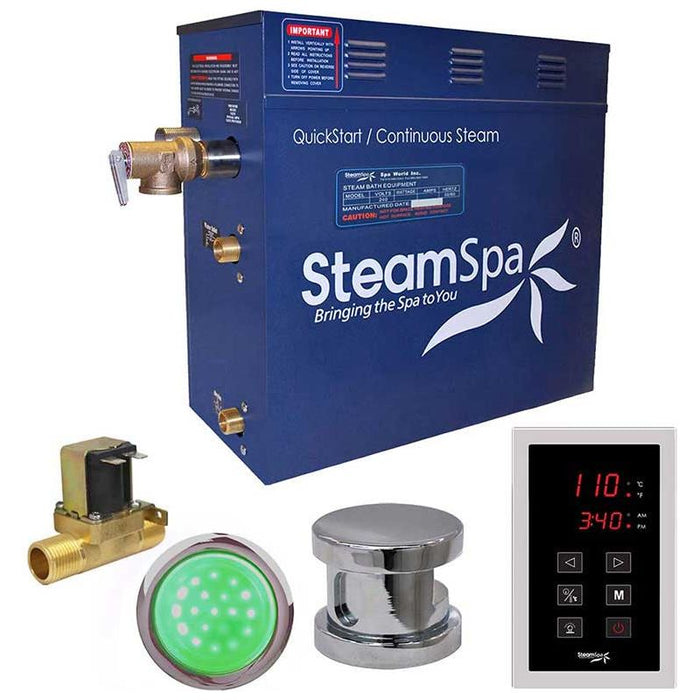 SteamSpa Indulgence 4.5 KW QuickStart Acu-Steam Bath Generator Package with Built-in Auto Drain in Polished Chrome