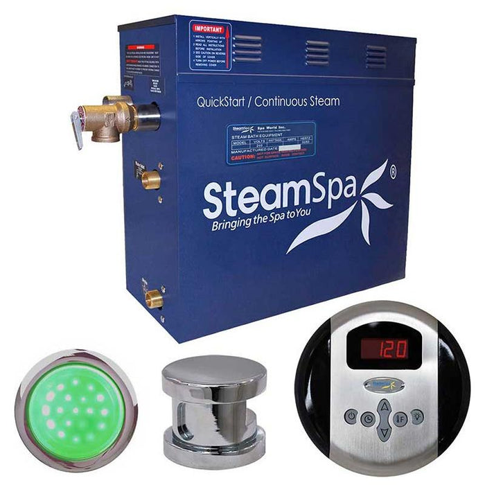 SteamSpa Indulgence 9 KW QuickStart Acu-Steam Bath Generator Package in Polished Chrome