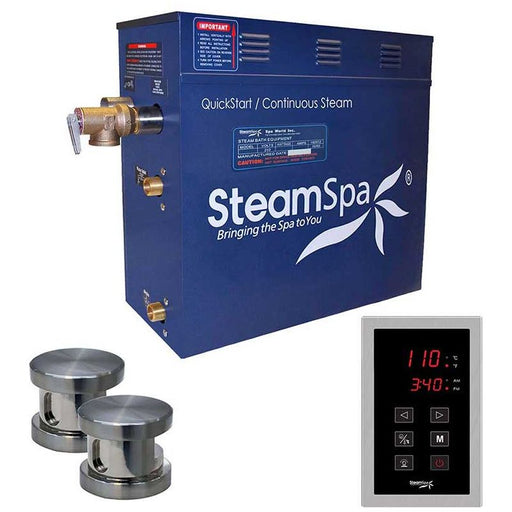 SteamSpa Oasis 10.5 KW QuickStart Acu-Steam Bath Generator Package in Brushed Nickel