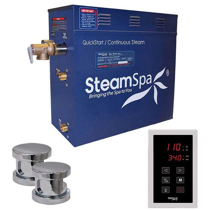 SteamSpa Oasis 10.5 KW QuickStart Acu-Steam Bath Generator Package in Polished Chrome