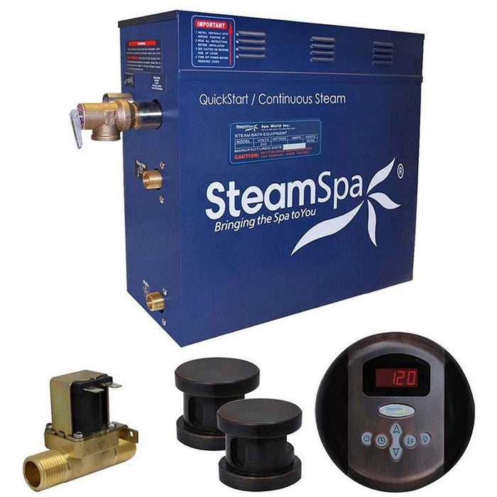 SteamSpa Oasis 12 KW QuickStart Acu-Steam Bath Generator Package with Built-in Auto Drain in Oil Rubbed Bronze