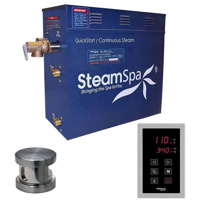 SteamSpa Oasis 4.5 KW QuickStart Acu-Steam Bath Generator Package in Brushed Nickel