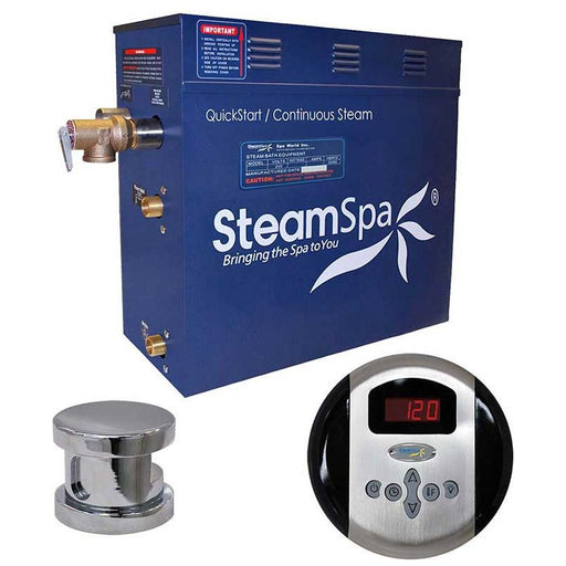 SteamSpa Oasis 4.5 KW QuickStart Acu-Steam Bath Generator Package in Polished Chrome