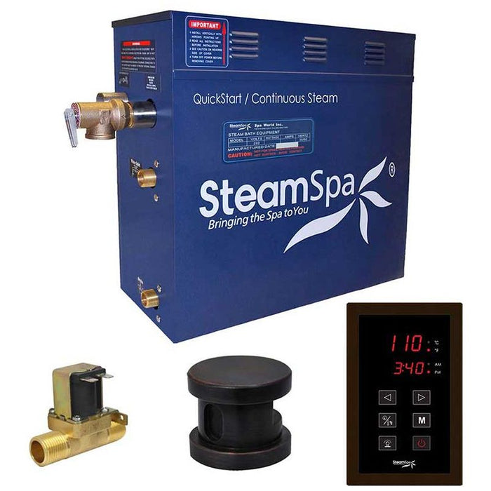 SteamSpa Oasis 4.5 KW QuickStart Acu-Steam Bath Generator Package with Built-in Auto Drain in Oil Rubbed Bronze