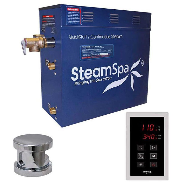 SteamSpa Oasis 6 KW QuickStart Acu-Steam Bath Generator Package in Polished Chrome