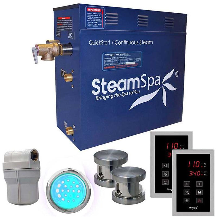 SteamSpa Royal 10.5 KW QuickStart Acu-Steam Bath Generator Package in Brushed Nickel