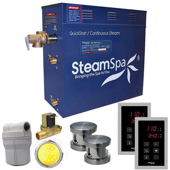 SteamSpa Royal 10.5 KW QuickStart Acu-Steam Bath Generator Package with Built-in Auto Drain in Brushed Nickel