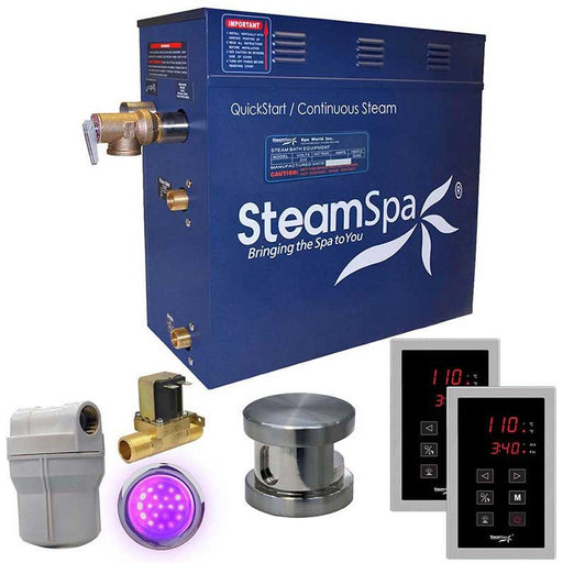 SteamSpa Royal 4.5 KW QuickStart Acu-Steam Bath Generator Package with Built-in Auto Drain in Brushed Nickel