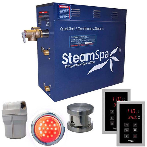 SteamSpa Royal 6 KW QuickStart Acu-Steam Bath Generator Package in Brushed Nickel