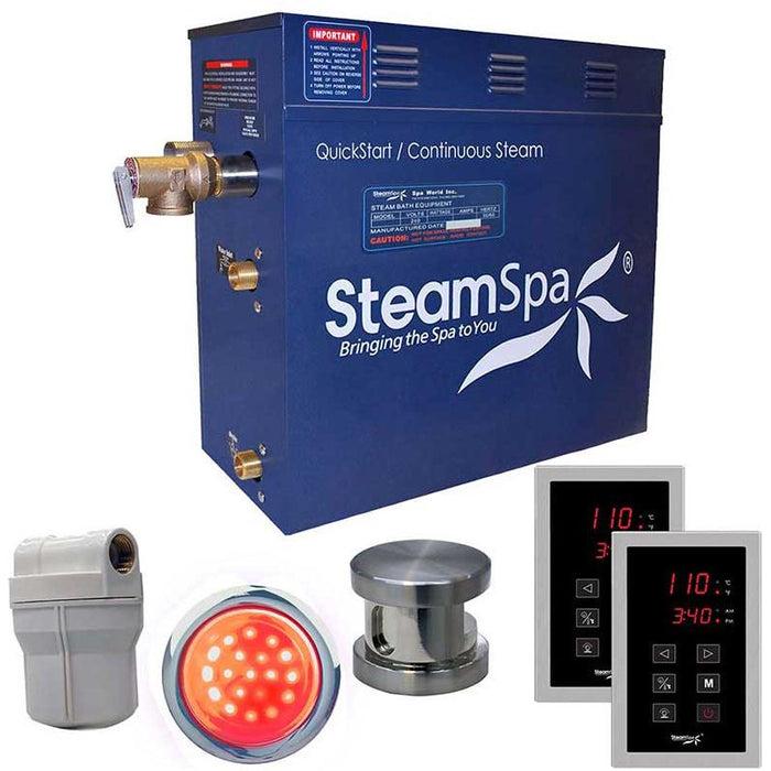 SteamSpa Royal 9 KW QuickStart Acu-Steam Bath Generator Package in Brushed Nickel