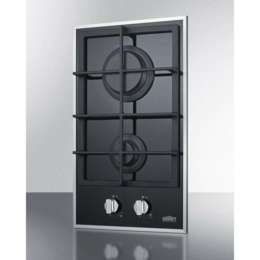 Summit 12 in. 2-Burner Gas-on-glass Cooktop with Sealed Burners - GC2BGL