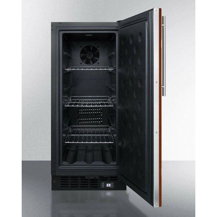 Summit 15 in. Built-In All-Freezer with 2.45 cu. ft. Capacity, Factory-Installed Lock, Adjustable Chrome Shelves, Frost-Free, Fingerprint Resistant, Digital Display - SCFF1533B