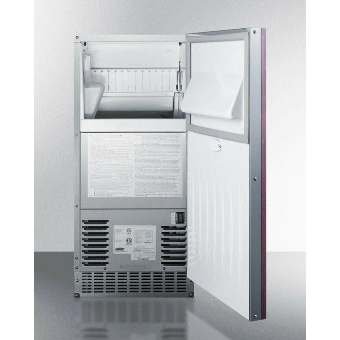 Summit 15 in. Outdoor Icemaker with 62 lbs. Daily Production, Clear Ice and Frost-Free Operation in Panel Ready - BIM68OSGDR