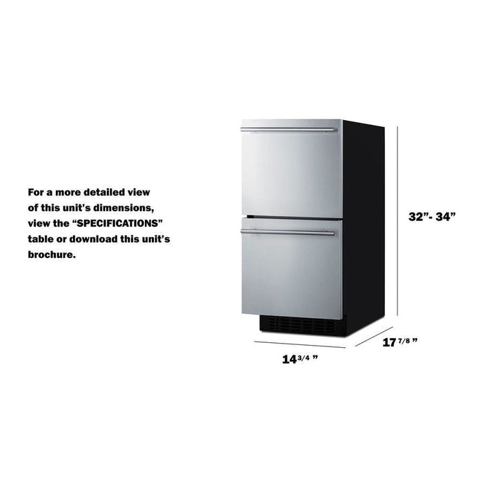 Summit 15 in. Wide 2-Drawer All-Refrigerator, ADA Compliant with 1.7 cu. ft. Capacity, Frost Free Defrost - ASDR1524