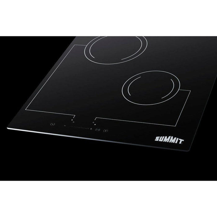 Summit 18 in. Wide 220V 2-Burner Radiant Cooktop with 2 Elements, Hot Surface Indicator, ADA Compliant, EuroKera Glass Surface, Residual Heat Indicator Light, Digital Touch Controls in Black - CR2B228T