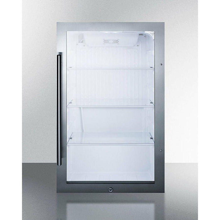 Summit 19 in. Shallow Depth Indoor/Outdoor Beverage Cooler with 3.13 cu. ft. Capacity Reversible Door, Lock, 3 Shelves , Adjustable Glass Shelves, LED Lighting, Digital Thermostat, Factory Installed Lock, CFC Free, Commercially Approved - SPR489OS