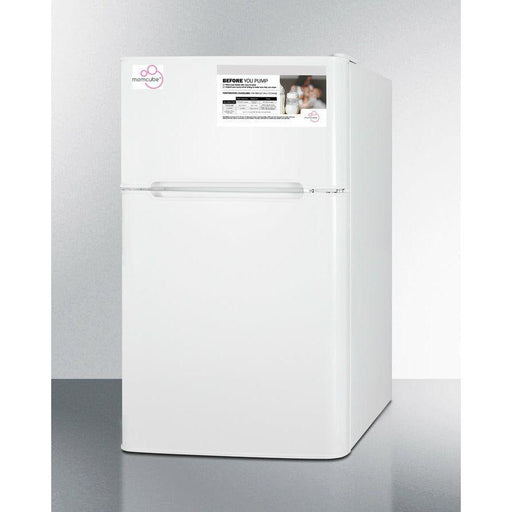 Summit 19 in. Wide MOMCUBE™ Refrigerator-Freezer with 3.2 cu. ft. Capacity, Glass Right Hinge with Reversible Doors, Crisper Drawer, Cycle Defrost, Energy Star Certified, CFC Free, MOMCUBE, Breast Milk Storage in White - CP34WMC