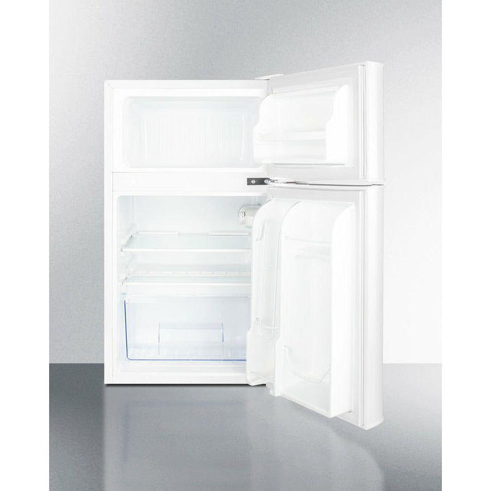 Summit 19 in. Wide MOMCUBE™ Refrigerator-Freezer with 3.2 cu. ft. Capacity, Glass Right Hinge with Reversible Doors, Crisper Drawer, Cycle Defrost, Energy Star Certified, CFC Free, MOMCUBE, Breast Milk Storage in White - CP34WMC