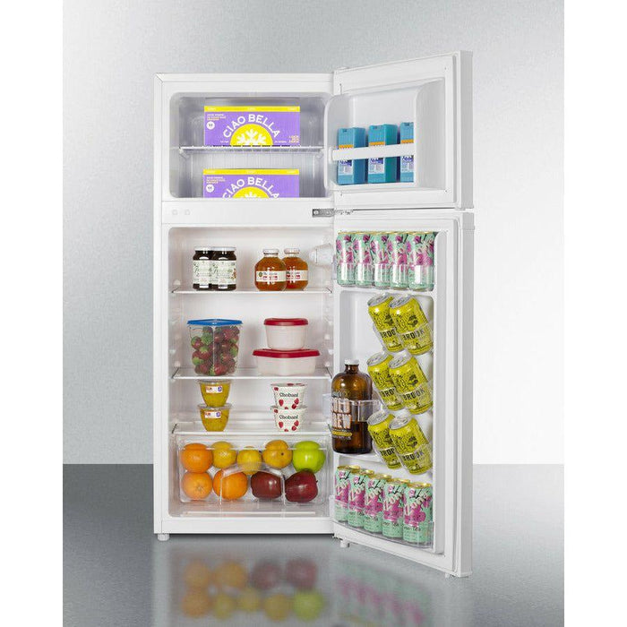 Summit 19 in. Wide Refrigerator-Freezer with 4.5 cu. ft. Total Capacity, 2 Glass Shelves with Reversible Doors, Crisper Drawer, Cycle Defrost, ADA Compliant - CP72W