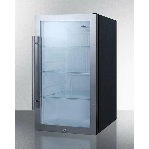 Summit 19" Shallow Depth Indoor/Outdoor Beverage Cooler, ADA Compliant with 3.13 cu. ft. Capacity Reversible Door, Lock, 3 Shelves , ADA Compliant, Adjustable Glass Shelves, LED Lighting, Digital Thermostat, Factory Installed Lock, CFC Free - SPR489OSADA