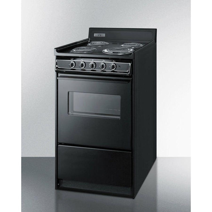 Summit 20 in. Wide Electric Coil Range with 4 Coil Elements, 2.46 cu. ft. Total Oven Capacity, Viewing Window, Storage Drawer, ADA Compliant - TEM110CW