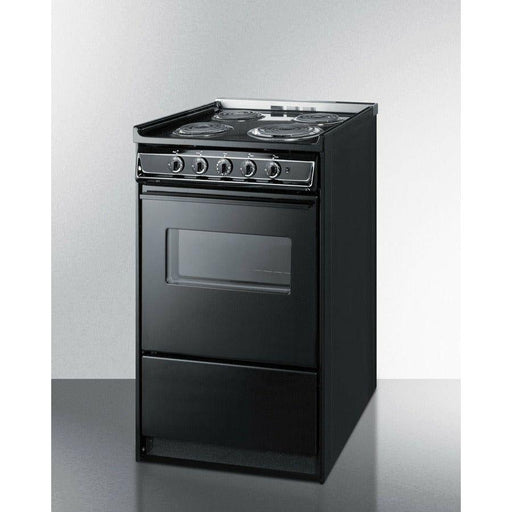 Summit 20 in. Wide Electric Coil Range with 4 Elements, 2.46 cu. ft. Total Oven Capacity, Storage Drawer, ADA Compliant, Storage Drawer - TEM110