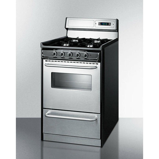 Summit 20 in. Wide Gas Range, Open Burners with Natural Gas, 4 Open Burners, 2.46 cu. ft. Total Oven Capacity, Viewing Window, Broiler Drawer, Electronic Ignition - TNM1