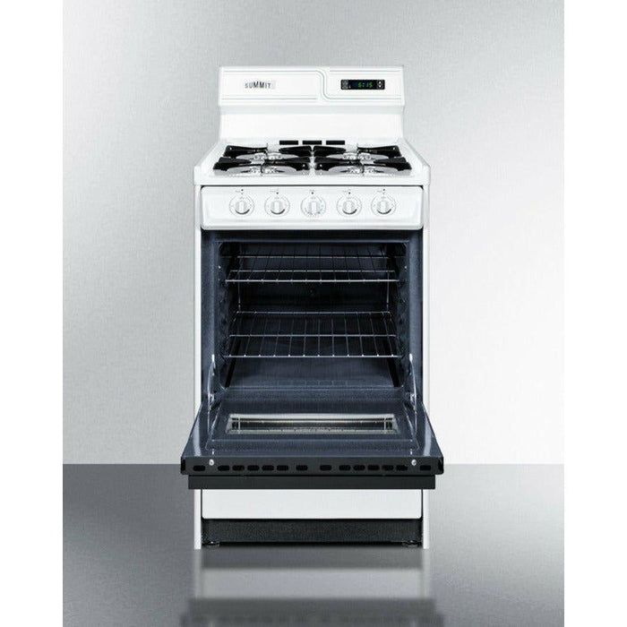 Summit 20 in. Wide Gas Range with Natural Gas, 4 Open Burners, 2.46 cu. ft. Total Oven Capacity, Viewing Window, Broiler Drawer - WNM1307