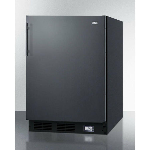 Summit 24 in. Counter Depth Compact Refrigerator with 5.1 cu. ft. Capacity,Cycle Defrost, ADA Compliant, Adjustable Glass Shelves, Adjustable Thermostat, CFC Free, High/Low Temperature Alarm, Hidden Evaporator in Black - BKRF663B